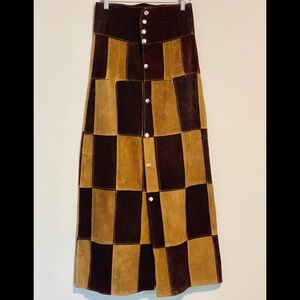 70s Suede Patchwork Maxi